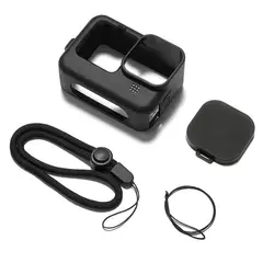 GENERICO - Protector silicona + Tapa lente + Strap para GoPro Hero 11 10 9 Black