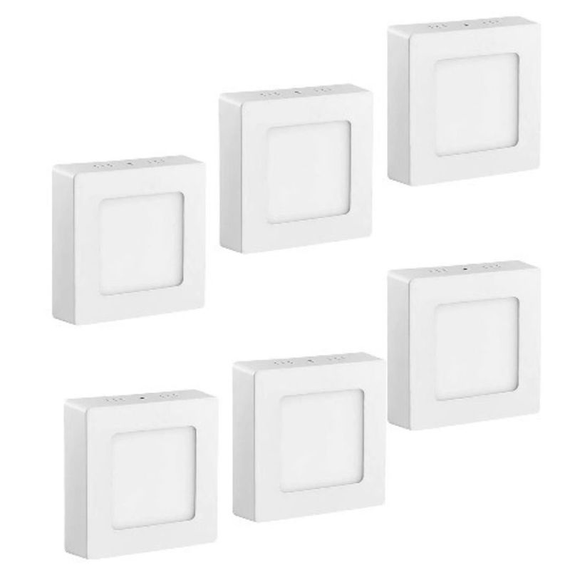 WANT - Foco Panel Led Cuadrado Sobrepuesto 6W 5500W/ Luz Fría Pack 6