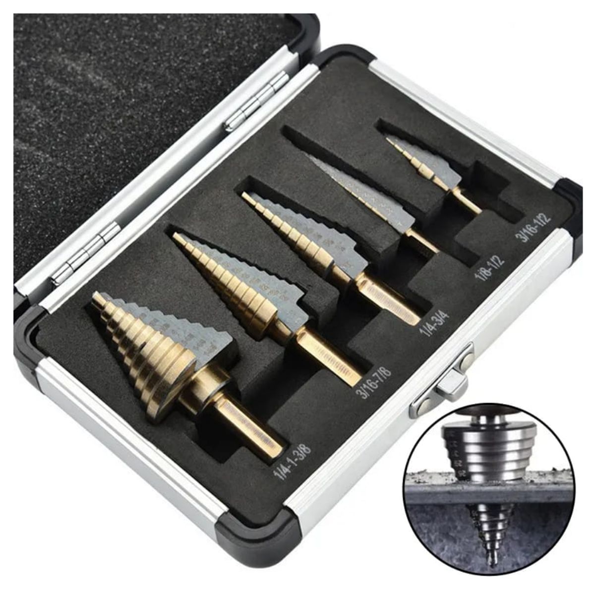 OEM - JUEGO DE BROCAS CONICAS ESCALONADAS TALADRO