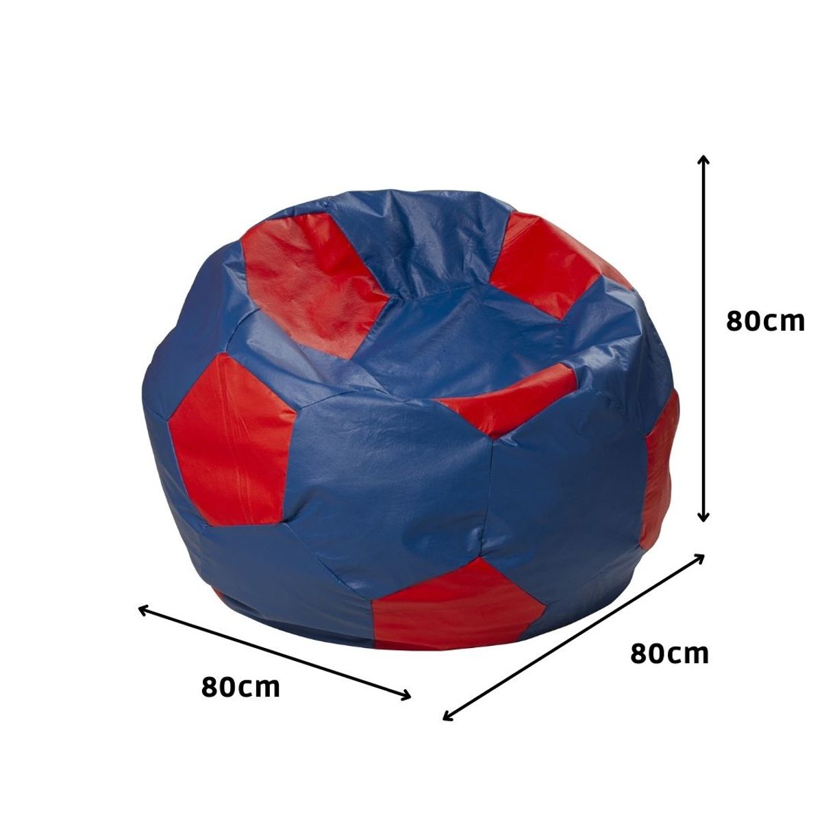 GENERICO - Pouf Pera Futbol Azul Rojo 80x80x80 cm Máxima Design