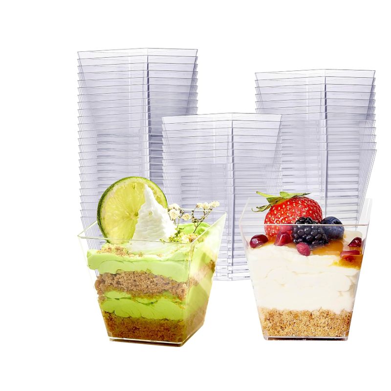 GENERICO - Vaso O Pocillo C/tapa 8 Onzas Ml Acrílico Postre X 50 Unidades