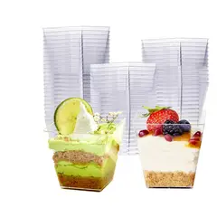 GENERICO - Vaso O Pocillo C/tapa 8 Onzas Ml Acrílico Postre X 50 Unidades