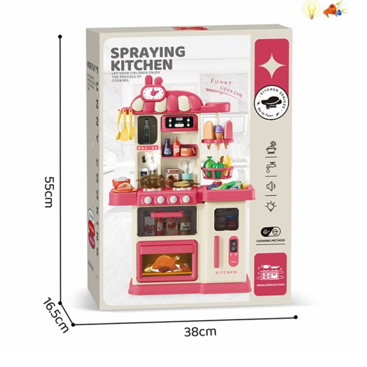 GENERICO - Cocina De Juguete 82 cm con 47 accesorios, ROSA