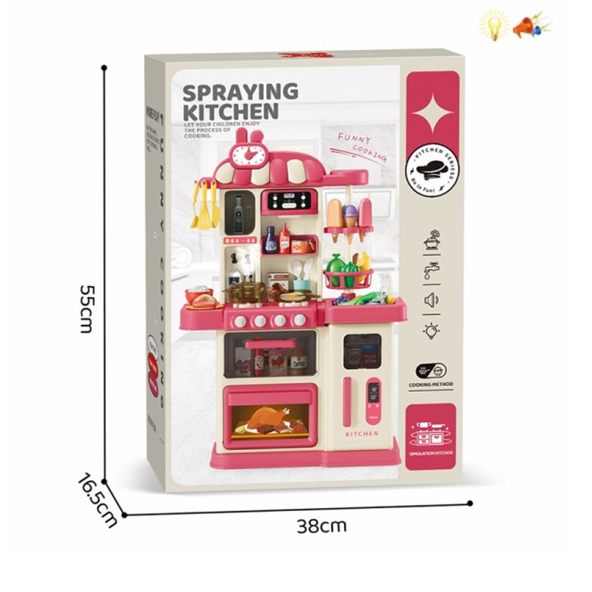 GENERICO - Cocina De Juguete 82 cm con 47 accesorios, ROSA