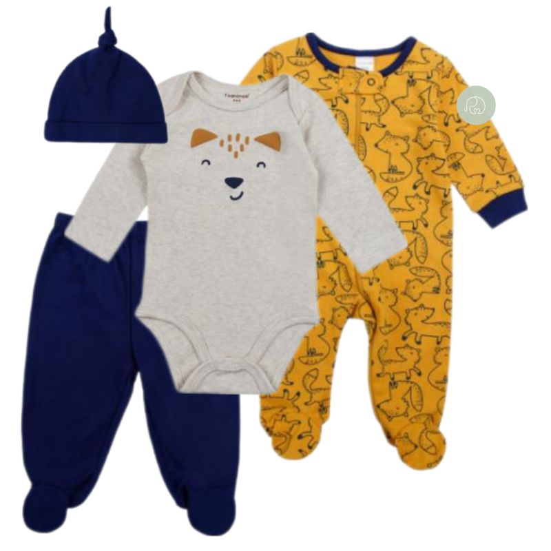 TEDMIMAK - Ajuar 4 Piezas 100% algodon para bebe Niño