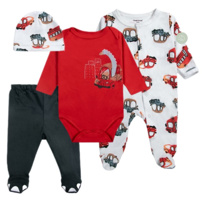 TEDMIMAK - Ajuar 4 Piezas 100% algodon para bebe Niño