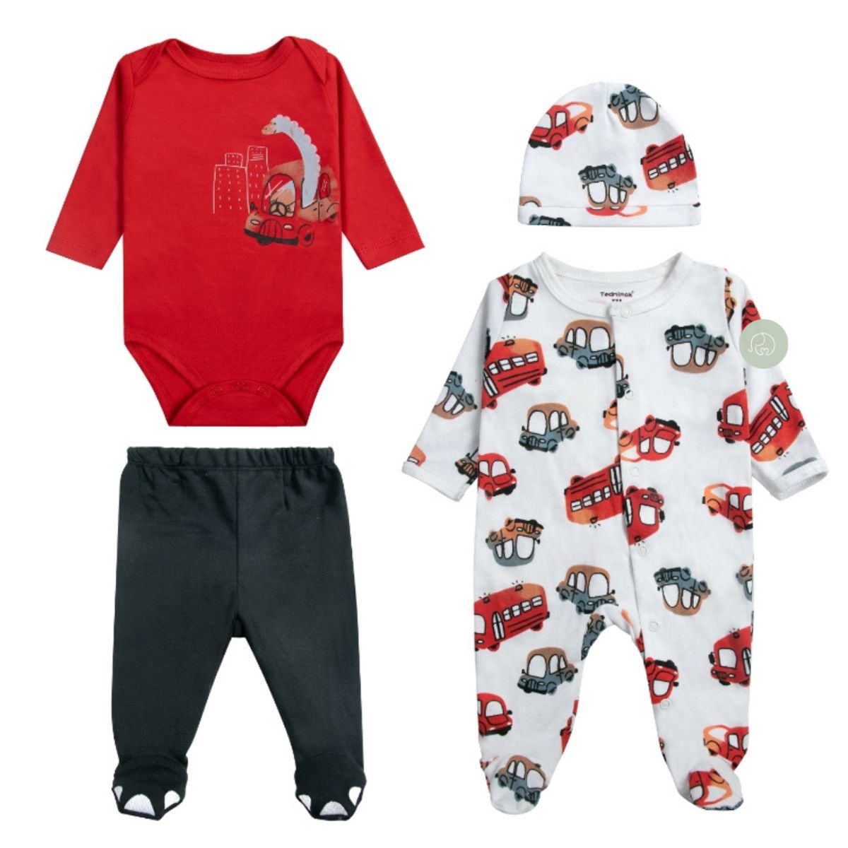 TEDMIMAK - Ajuar 4 Piezas 100% algodon para bebe Niño