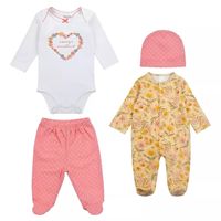 Ajuar 4 Piezas 100% algodon para bebe Niña