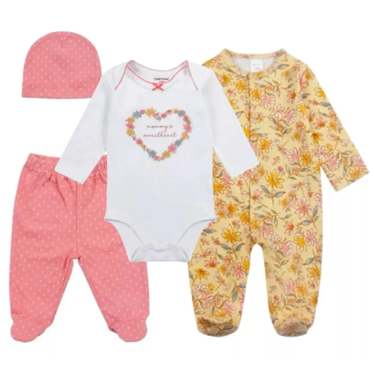 TEDMIMAK - Ajuar 4 Piezas 100% algodon para bebe Niña