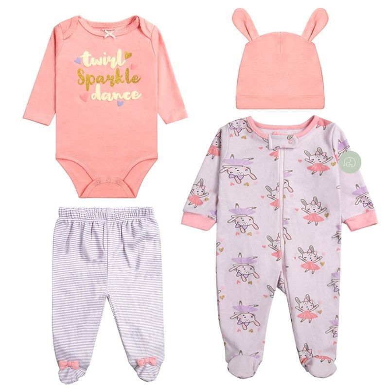 TEDMIMAK - Ajuar 4 Piezas 100% algodon para bebe Niña