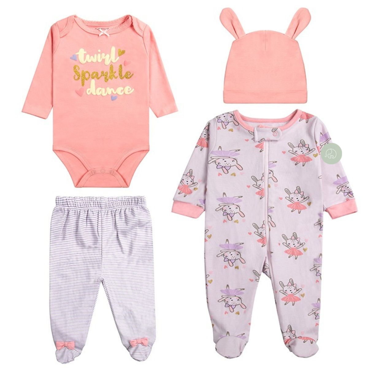 TEDMIMAK - Ajuar 4 Piezas 100% algodon para bebe Niña