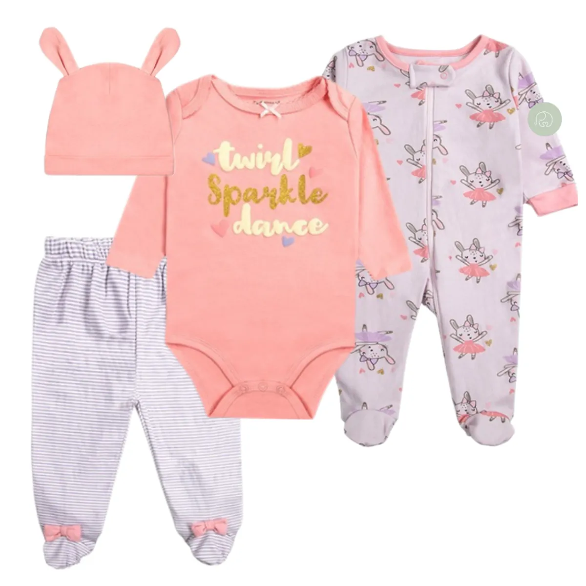 TEDMIMAK - Ajuar 4 Piezas 100% algodon para bebe Niña