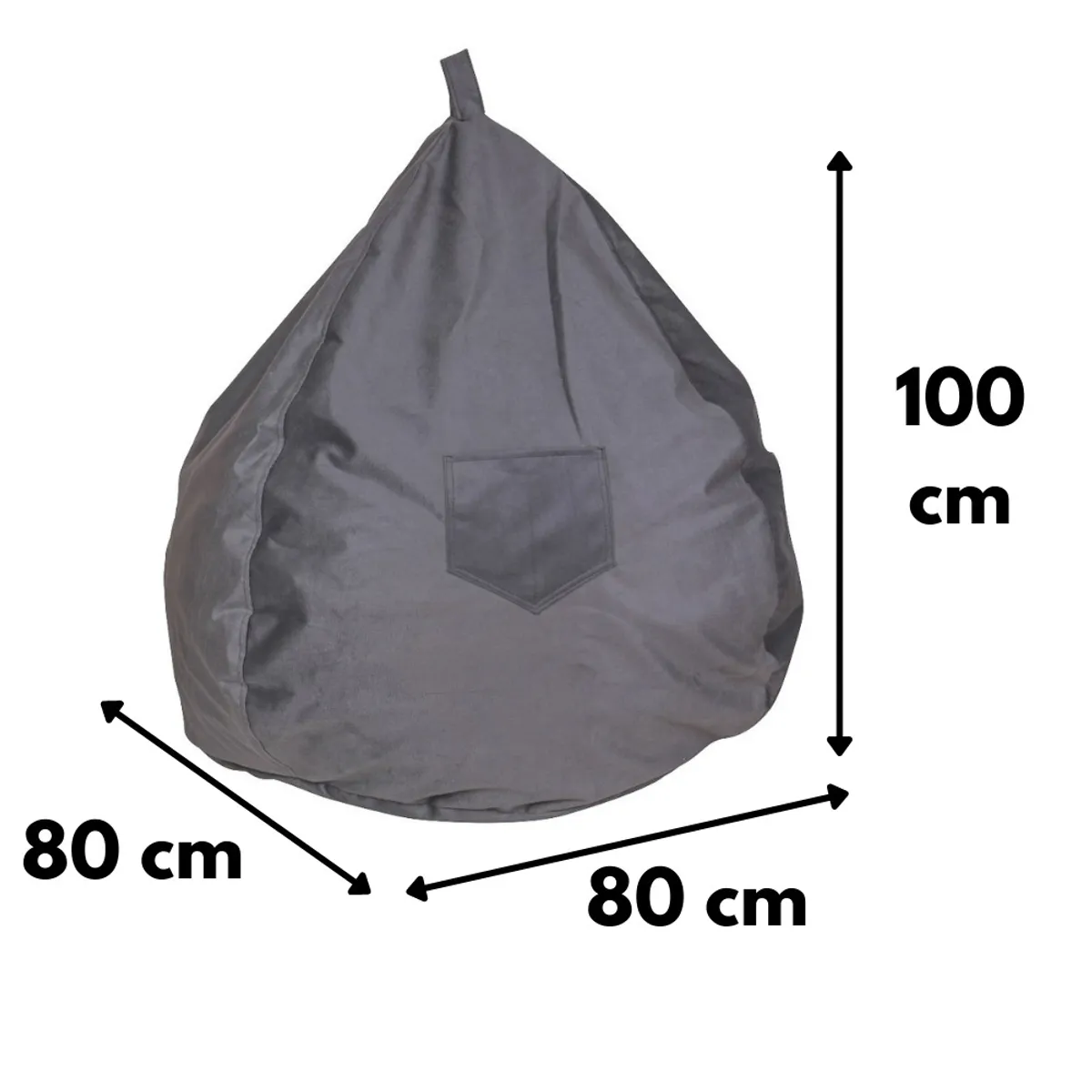 GENERICO - Pouf Pera Gris Felpa 100x80x80 cm Máxima Design