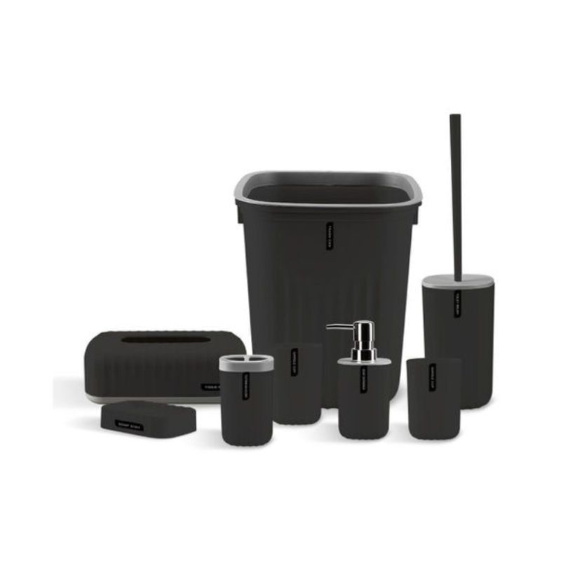 GENERICO - Juego De Accesorios De Baño 8 Piezas Color Negro
