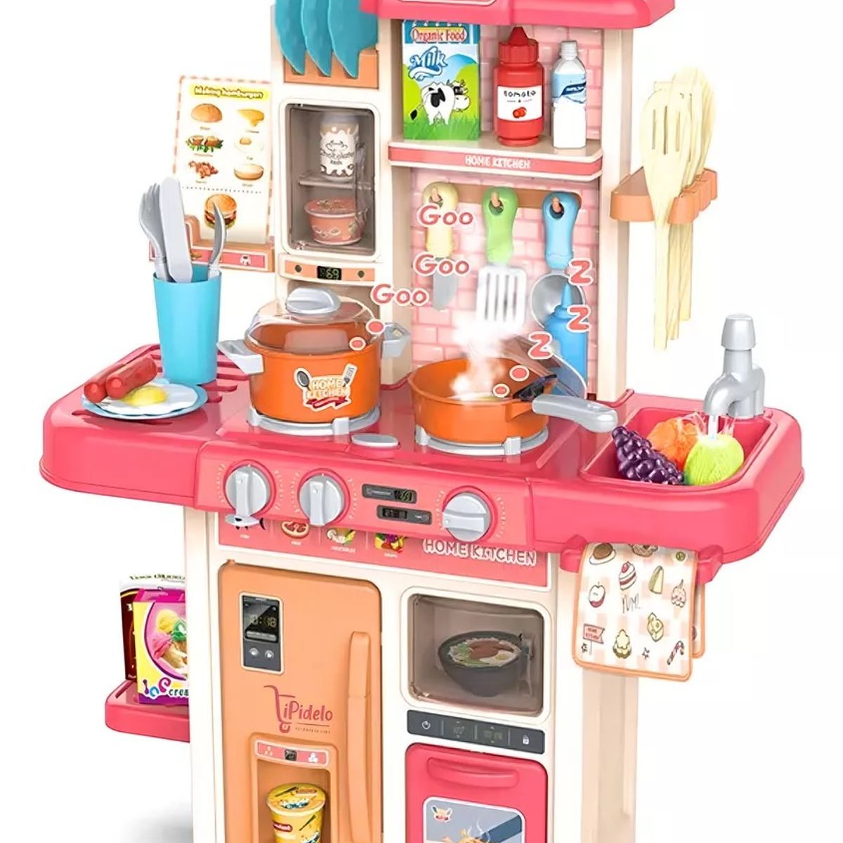 GENERICO - Cocina De Juguete 63 cm 42 piezas, rosada