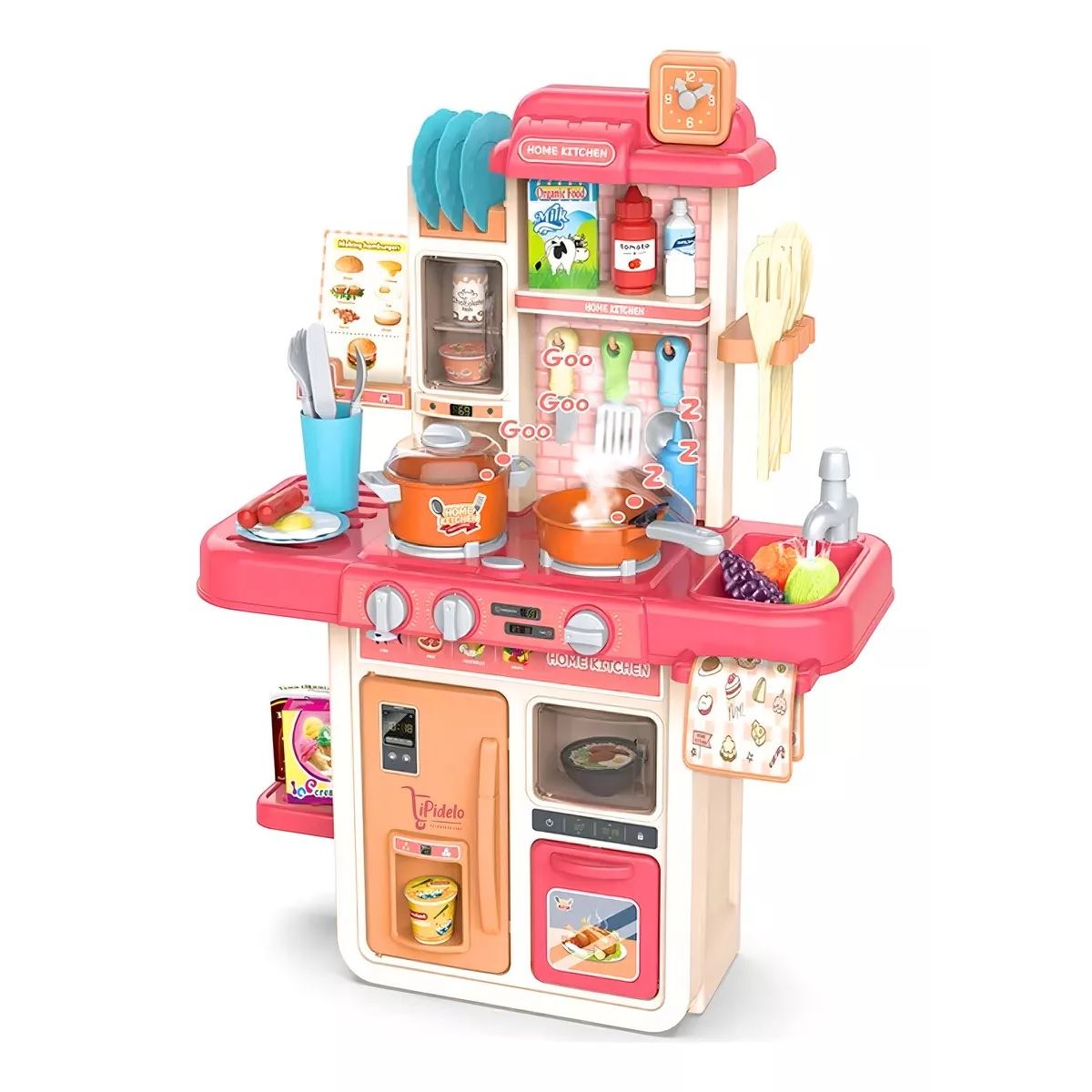 GENERICO - Cocina De Juguete 63 cm 42 piezas, rosada