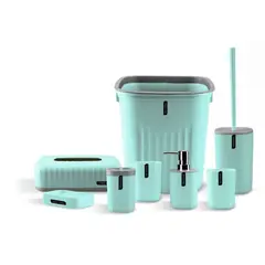 GENERICO - Juego De Accesorios De Baño 6 Piezas Color Celeste