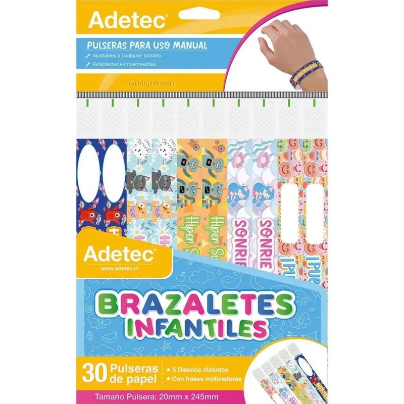ADETEC - Brazaletes Para Eventos 30 Pulseras Adetec Diseño Infantil