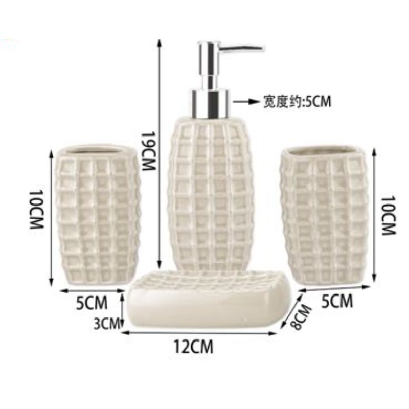 GENERICO - Set De Baño Jabonera Pack 4pcs De Porcelana beige