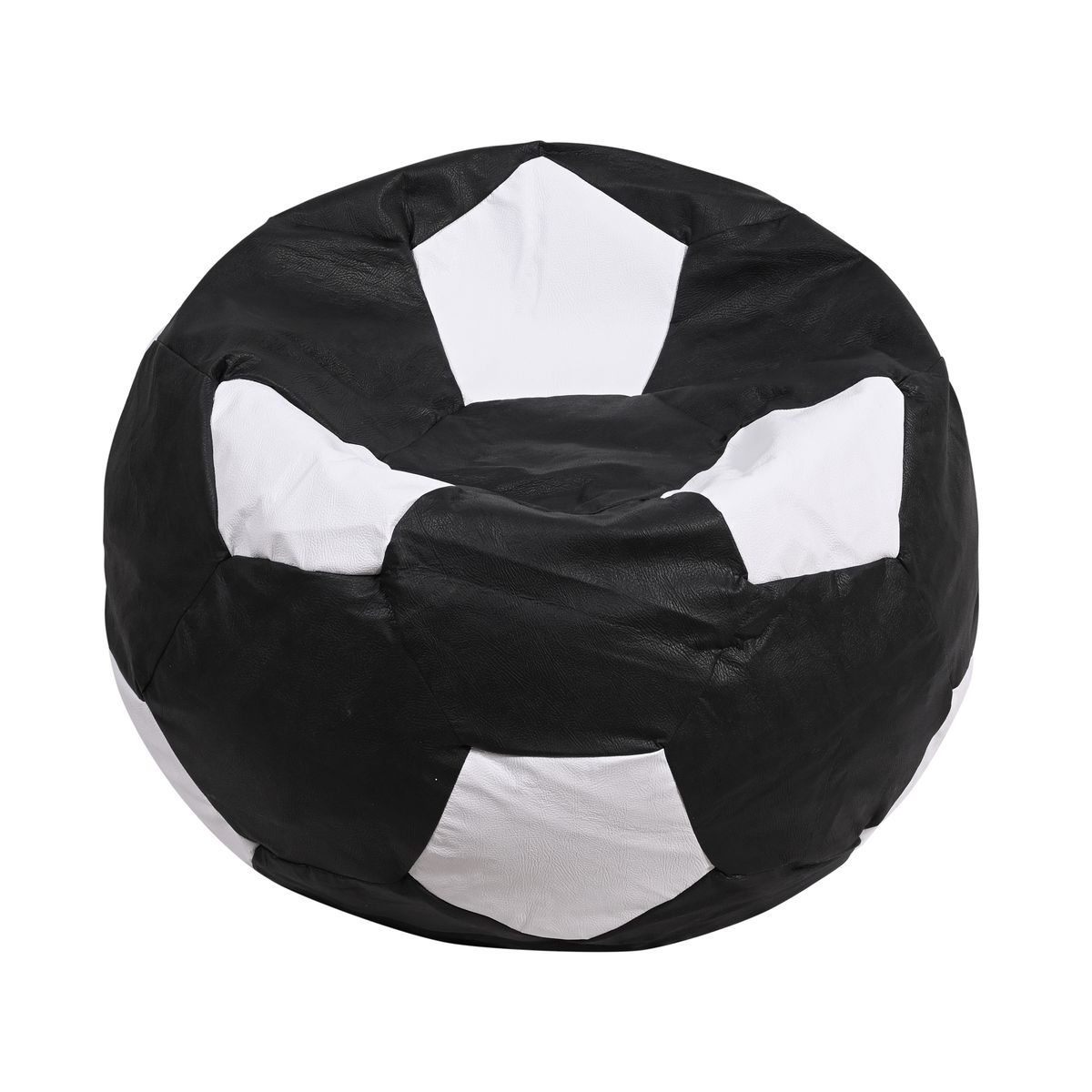 GENERICO - Pouf Pera Futbol Negro Blanco Eco Cuero 80x80x80 cm Máxima Design