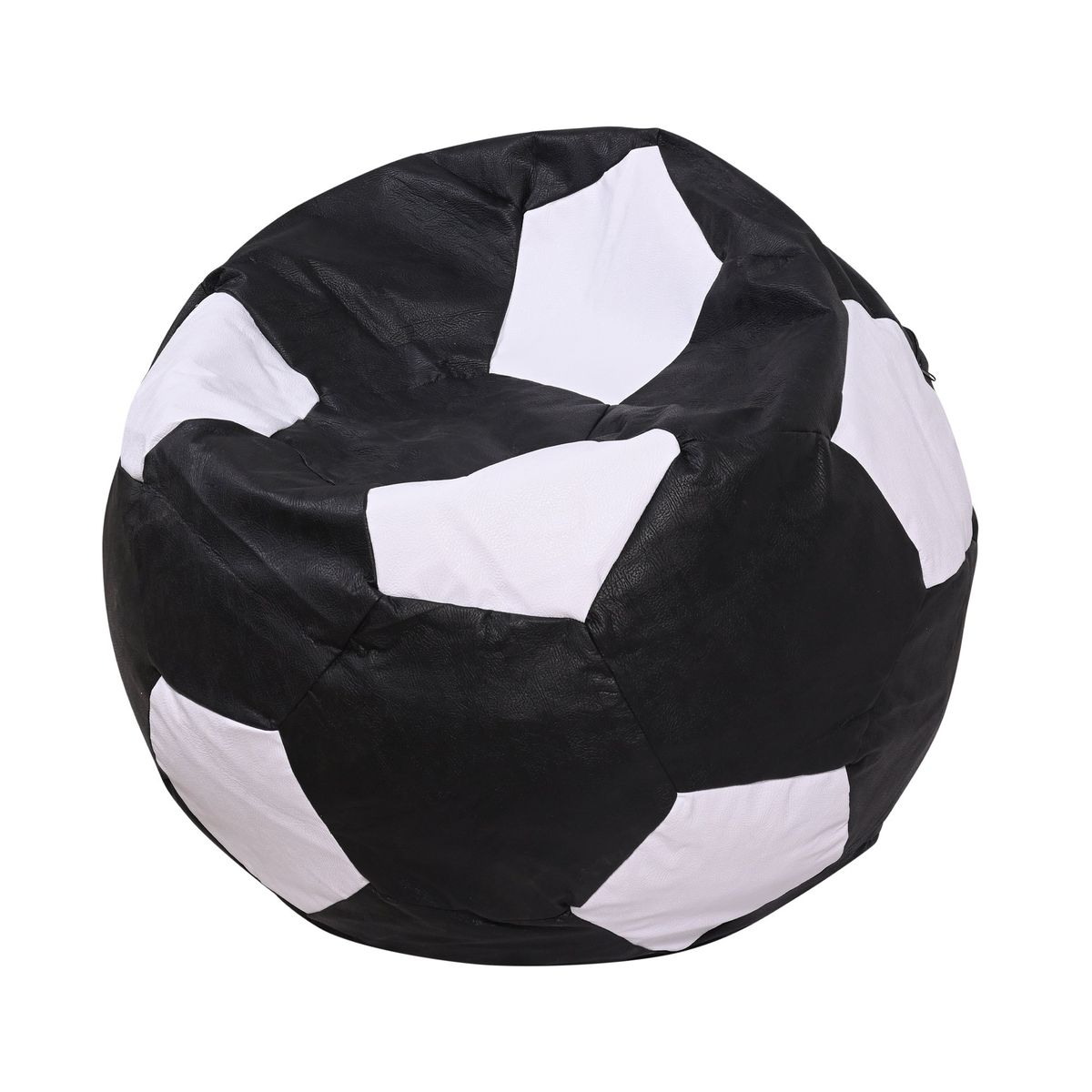GENERICO - Pouf Pera Futbol Negro Blanco Eco Cuero 80x80x80 cm Máxima Design
