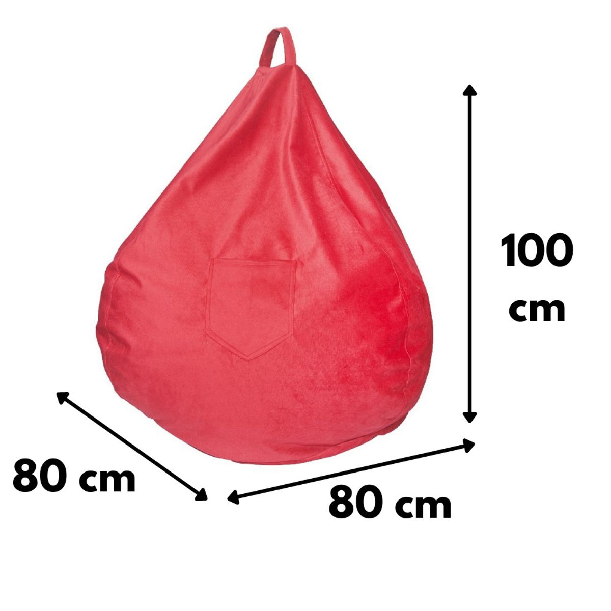 GENERICO - Pouf Pera Rojo Felpa 100x80x80 cm Máxima Design