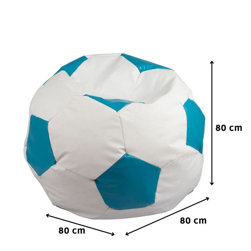 GENERICO - Pouf Pera Futbol Blanco Celeste Eco Cuero 80x80x80 cm Máxima Design