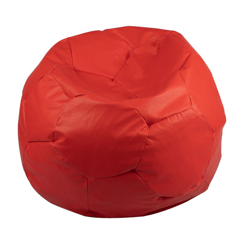 GENERICO - Pouf Pera Futbol Rojo Eco Cuero 80x80x80 cm Máxima Design