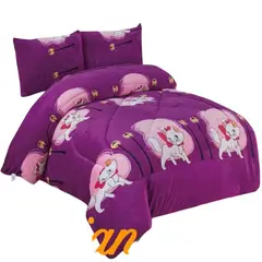 GENERICO - Cobertor Plush Con Chiporro 1.5 Plaza Infantil Gata Morado + Funda