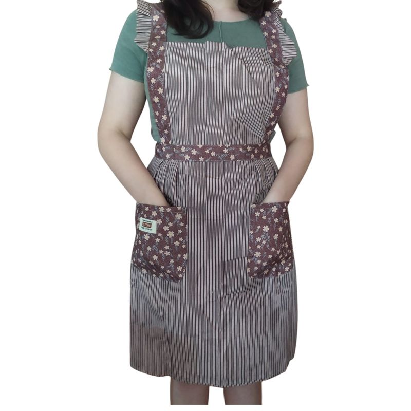 GENERICO - Pechera Delantal De Cocina Para Mujer Diseño Clásico Cafe