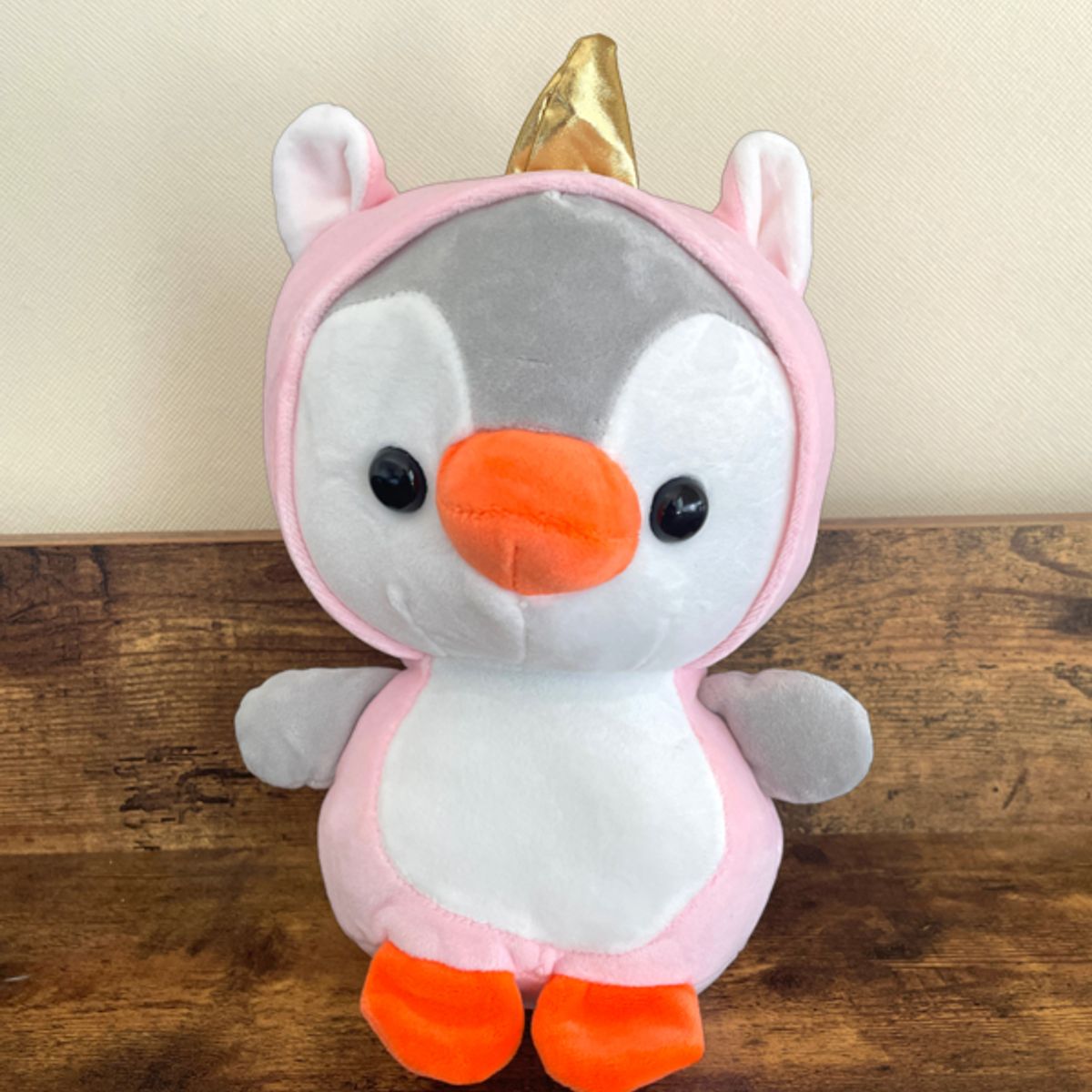 GENERICO - Peluche Pingüino Con Disfraz de Unicornio Rosado Kawaii