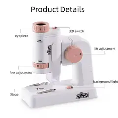GENERICO - Miniscopio - Microscopio portatil para niños - Rosa