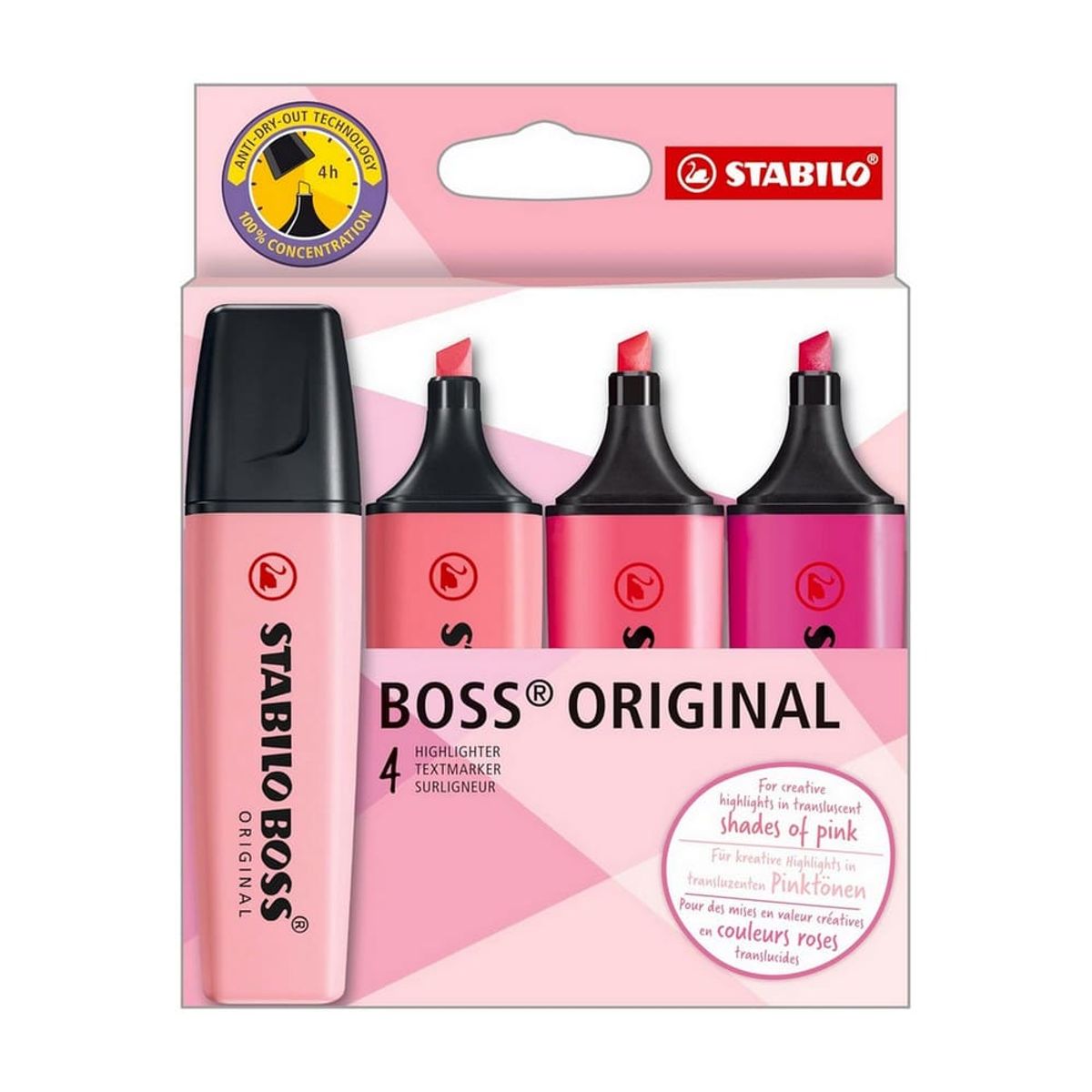 STABILO - Set de 4 Destacadores Stabilo Boss Original Shades of Pink
