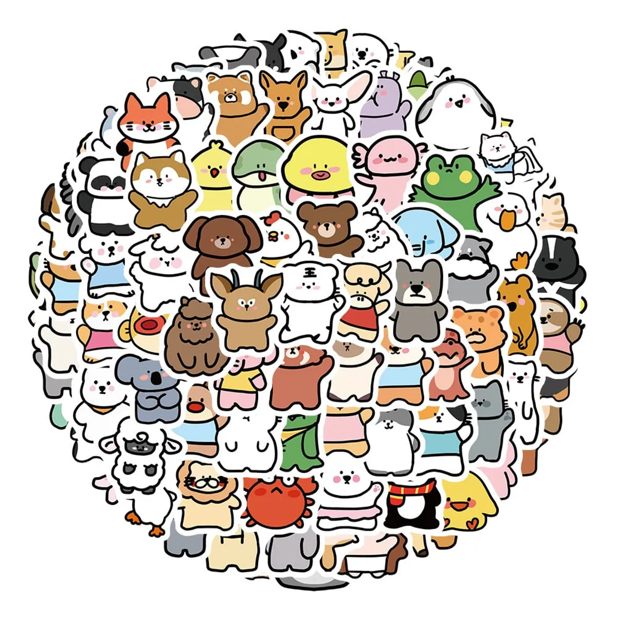 GENERICO - Sticker Animales Kawaii 100 unidades