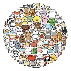 GENERICO - Sticker Animales Kawaii 100 unidades