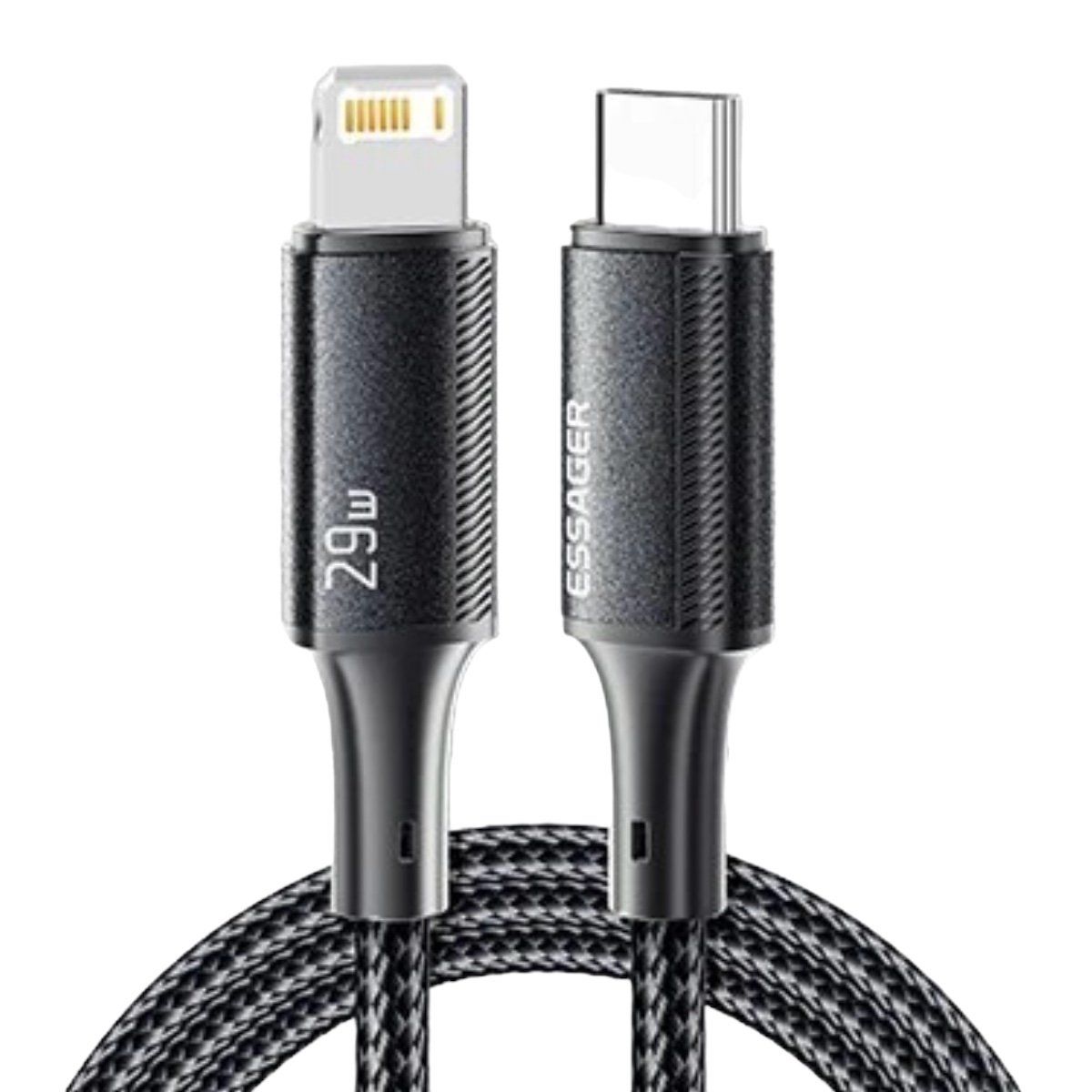 ESSAGER - Cable Compatible con Iphone Tipo C a Lightning 1 mt 29W Negro