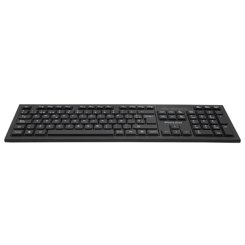 PHILCO - Teclado Inalámbrico 105 Teclas Negro Philco W601N