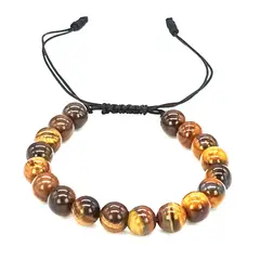 GENERICO - Pulsera Ojo de Tigre Ajustable Piedra Natural