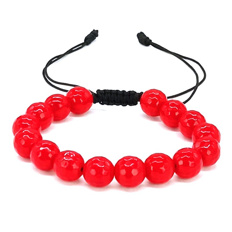 GENERICO - Pulsera Ágata Facetada Ajustable Piedra Original Roja