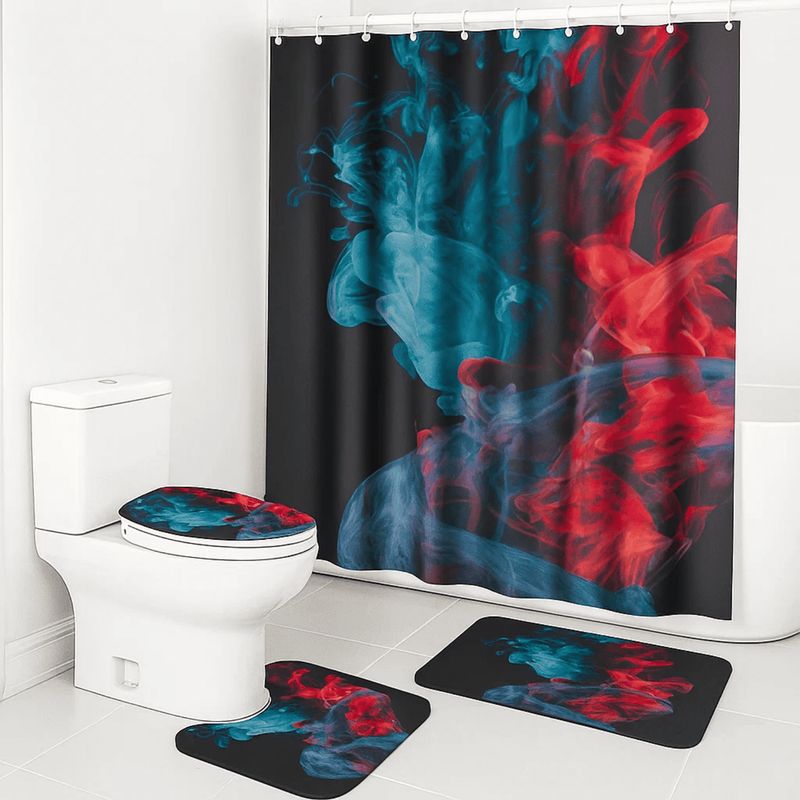 GENERICO - Set Juego De Baño Con Cortina Cubre Inodoro 4 Piezas
