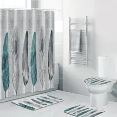 GENERICO - Set Juego De Baño Con Cortina Cubre Inodoro 4 Piezas