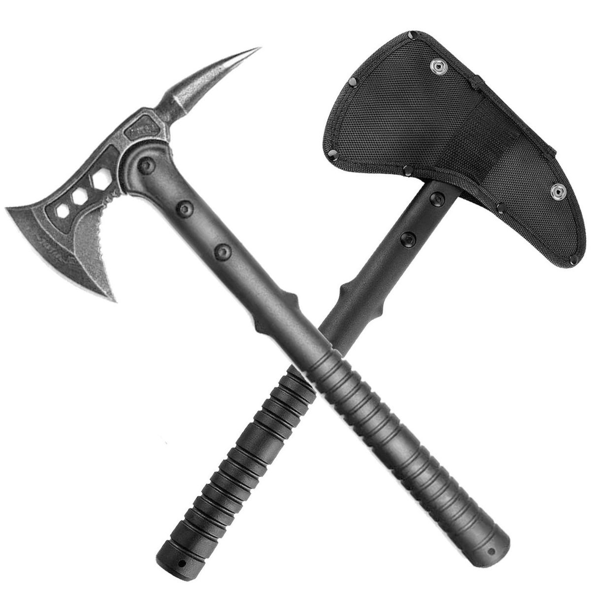INVENCIBLE - HACHA BACK TOMAHAWK CON PUNTA y FUNDA AC58