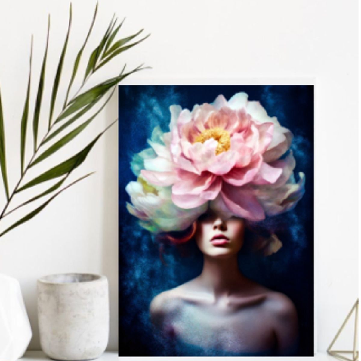 LOS REGALONES - Cuadro Canvas Imagen Mujer floral en lienzo 85x55 cm