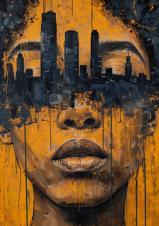 Cuadro Canvas Imagen Rostro Edificio en lienzo 85x55 cm