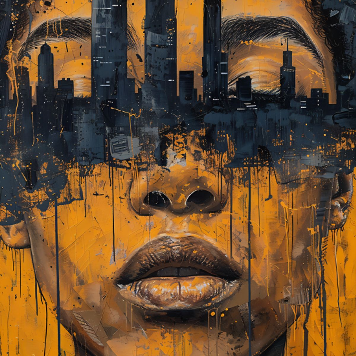 LOS REGALONES - Cuadro Canvas Imagen Rostro Edificio en lienzo 85x55 cm