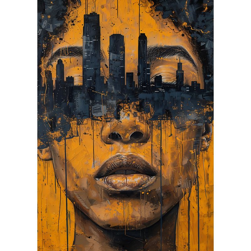 LOS REGALONES - Cuadro Canvas Imagen Rostro Edificio en lienzo 85x55 cm