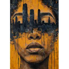 LOS REGALONES - Cuadro Canvas Imagen Rostro Edificio en lienzo 85x55 cm