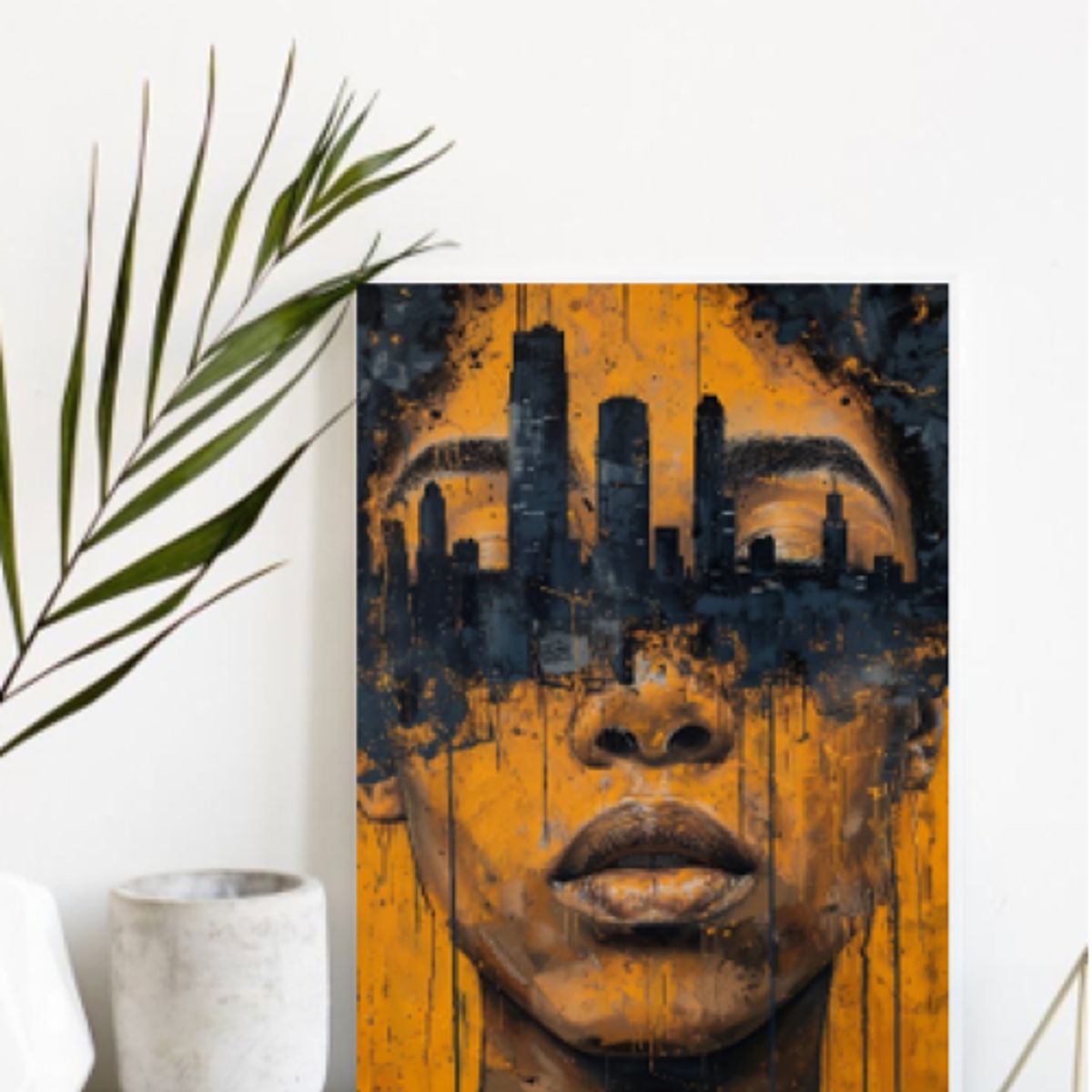 LOS REGALONES - Cuadro Canvas Imagen Rostro Edificio en lienzo 85x55 cm