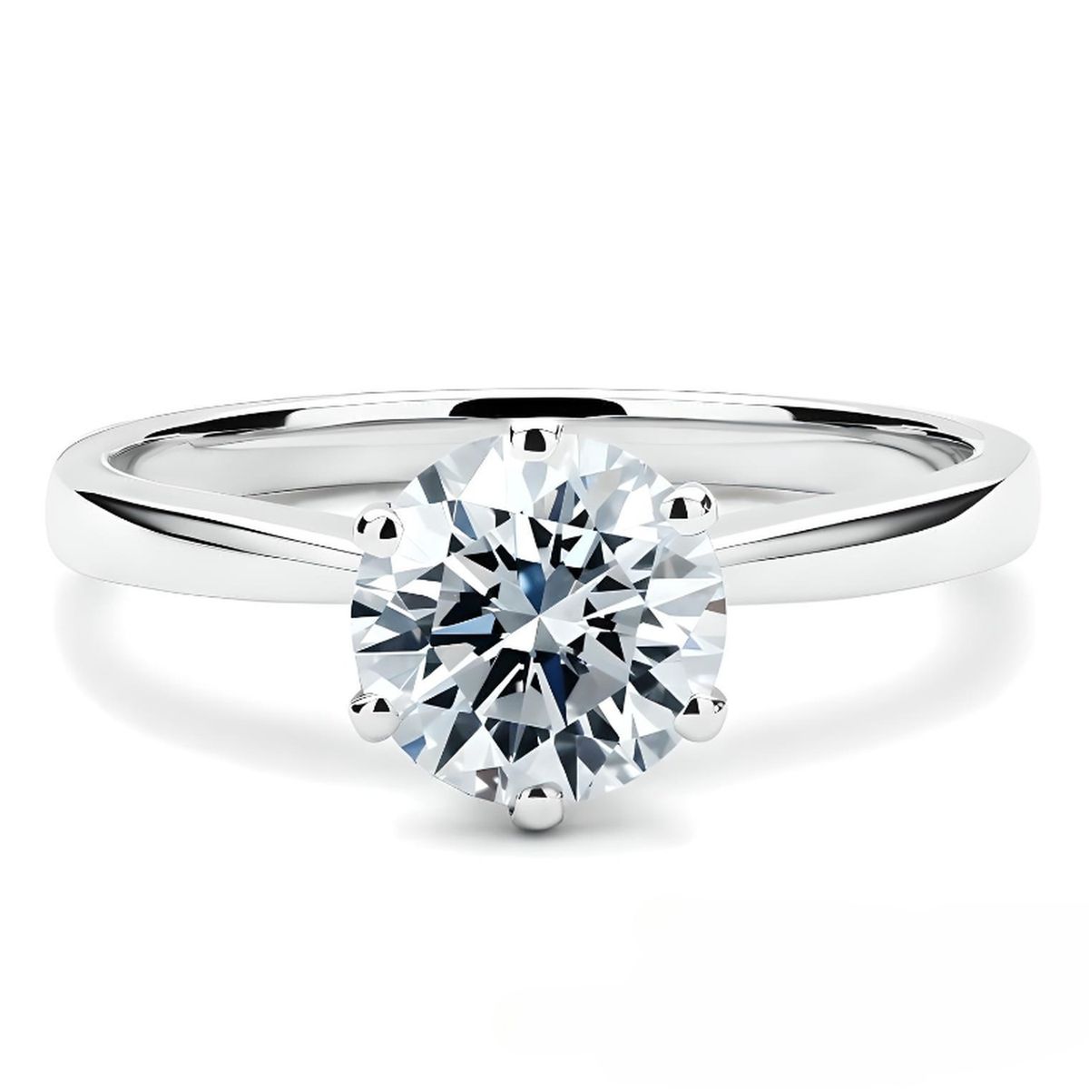 BOOMZAIR - Anillo de Compromiso Solitario con Moissanita Redonda de 2.0 ct VVS1