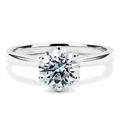BOOMZAIR - Anillo de Compromiso Solitario con Moissanita Redonda de 2.0 ct VVS1